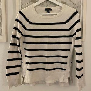 J.Crew Striped Black and White Sweater with side buttons